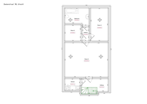 Floorplan - Doelenstraat 7A, 3512 XJ Utrecht